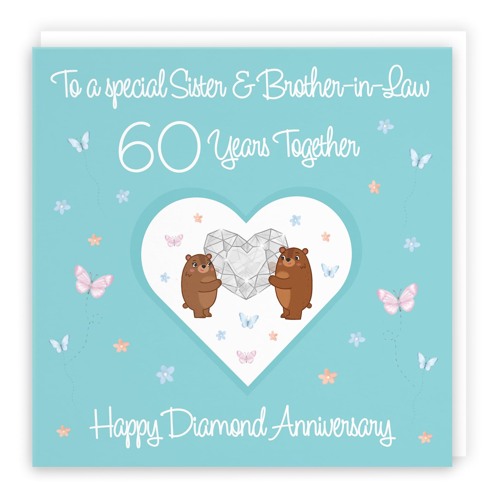 Hunts England - Sister & Brother-in-Law 60th Anniversary Card - 60 Years - Diamond Anniversary - Romantic Meadows - Fun Card - 60th Anniversary Card For Sister And Brother-in-Law — image 1