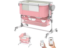 ErmeiRabbit Rocking Bassinet for Baby, Electric Baby Bassinet Automatic 5 Rocking Motion Bassinet Bedside Sleeper for Newborn, Auto Rolling Baby Cradle 6 Height Adjustable with 4 Lullabies