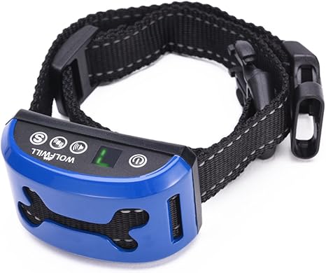 WOLFWILL Collar Antiladridos para Perro Collar Adiestramiento con Batería con 7 Niveles de sensibilidad Ajustable,Correa adiestramiento para Perros