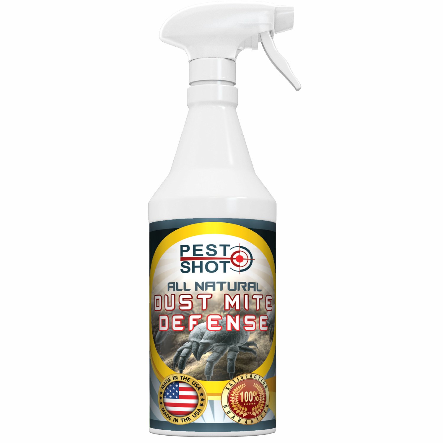All Natural Dust Mite Spray by Pest Shot Kills House Dust Mites, Bed