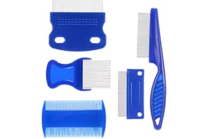 Moguer 5 Pack Pet Dog Cat Flea Comb Tear Eye Stain Remover Combs, Hair Brush Effectively Clean Removes Tangles, Dirt, Fleas, 