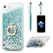 Badalink Phone Case for iPhone 7/8 / SE 2020 / SE 2022 (4.7inch) Cover, Flowing Liquid Floating Bling Glitter Kickstand Cover Shell PC Back 360 Rotating Ring Holder Shockproof Protection - Green