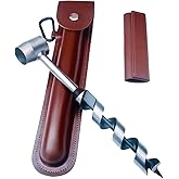 Bushcraft Survival Tool, Extended Hand Auger Wrench Wood Drill Scotch Eye Manual Hand Drill Bit with Holster for Camping Shel