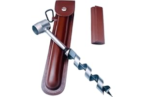 Bushcraft Survival Tool, Extended Hand Auger Wrench Wood Drill Scotch Eye Manual Hand Drill Bit with Holster for Camping Shel
