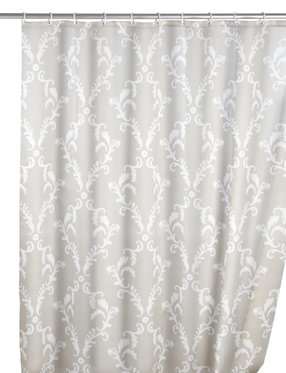 WENKO 20048100 Anti-mould shower curtain Baroque - anti-bacterial, washable, Polyester, 200 x 180 cm, Beige
