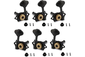 Metallor Open Gear Guitar String Tuning Pegs Machine Heads Tuners Slotted Head 1:18 Gear Ratio Tuning Keys 3L 3R for Acoustic Guitar Classical Guitar Ukulele or Electric Guitar Black Butterbean.