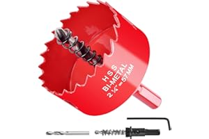 LHAZEMU 2-1/4" HSS Bi-Metal Hole Cutter with Pilot Drill Bit, Hole Saw for Wood, Plastic, Drywall, Metal Sheet (M42-57MM)