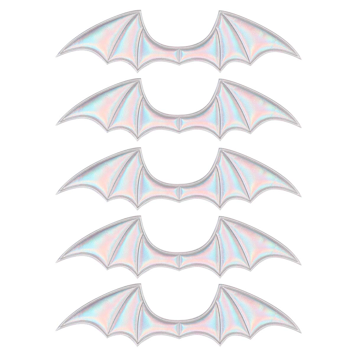 5pcs Halloween Bat Wings Small PU Leather DIY Crafts Bat Wings Hair Jewelry Decoration Gifts for Hair Shoes Clothes Bags Decoration (Silver)