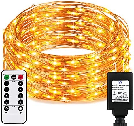 Dimable Led String Lights Plug In with Remote&Timer, RcStarry(TM) New Version 100Ft/30M 300 Leds Copper Wire String Lights, Warm White, UL Listed, Ideal for Bedroom, Parties, Wedding, Christmas,etc.