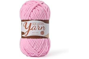 SEKAFRIS Fluffy Velvet Yarn for Crocheting，Baby Blanket Yarn for Crocheting Soft，50g(65.6yds) Amigurumi Yarns，Plush Chenille Crochet Yarns，Puzzle Yarn for Crochet Weaving Craft(Dark Pink)