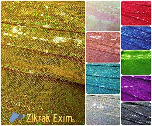 Zikrak Exim Shiny Sequin knit Fabric, Sparkly Glitz Sequin Fabric For handmade of Sequin Backdrop, Tablecloth, Bow, Table Runner, Aisle Runner, Xmas Tree Decorations,Girl's dresses,Mermaid dresses,Lehengas, Party Curtain,Home decorations,Etc