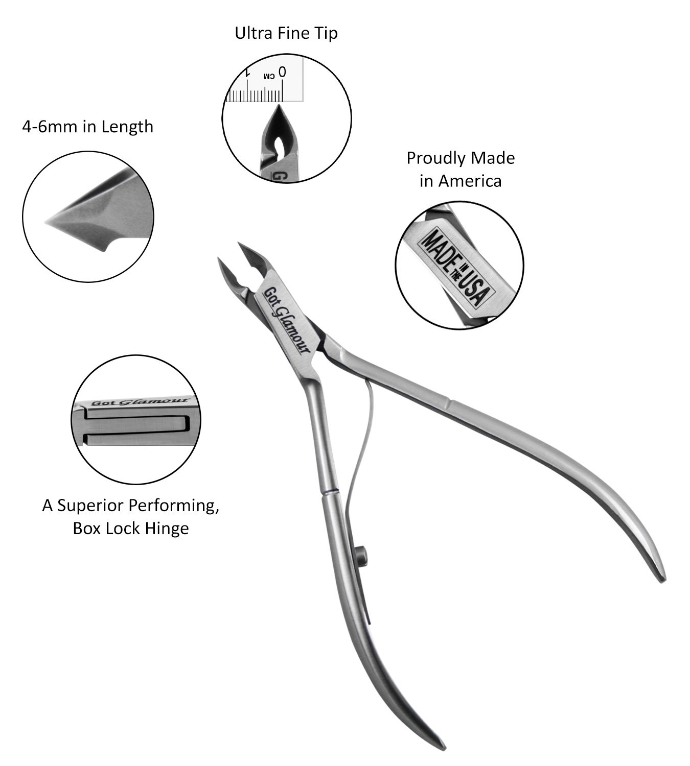 Got Glamour Professional Cuticle Nipper & Trimmer, 1/2 Jaw Single