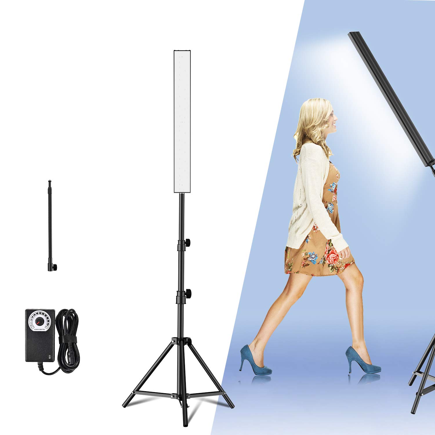 Yesker Led Video Light Stick Photography Barber Lighting Kit Studio Lights Wand with Stand Stream Lighting 5500K Dimmable Tattoo Lash Lamp for Photo Studio YouTube TikTok Video Recording Gaming
