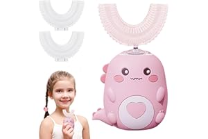 Kids Electric Toothbrushes 6-12/2-6, 360° U Shaped Toothbrush, Dinosaur Shaped Toothbrush, Ultrasonic Toddler Brush, with 2*U