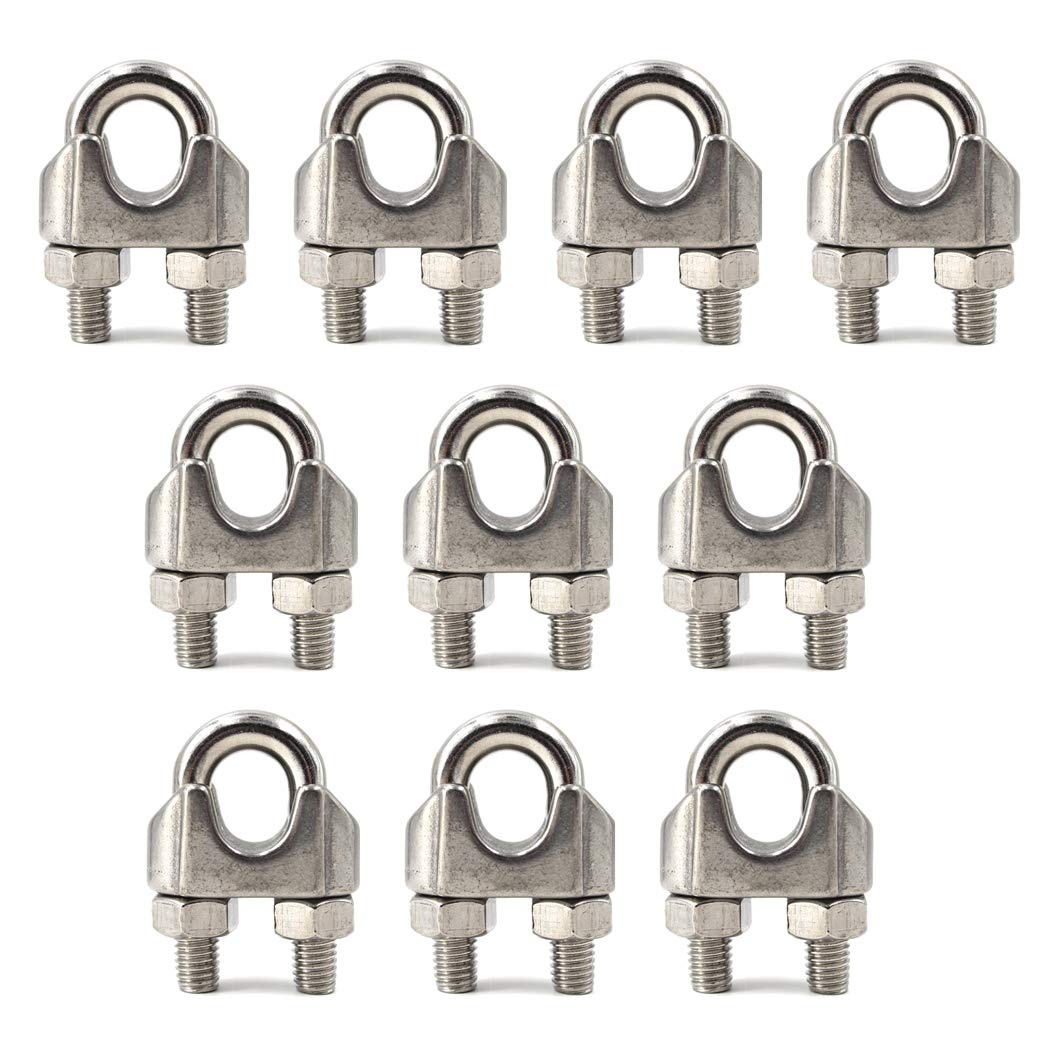 10PCS M8 Wire Rope Clip Cable Clamps 304 Stainless Steel