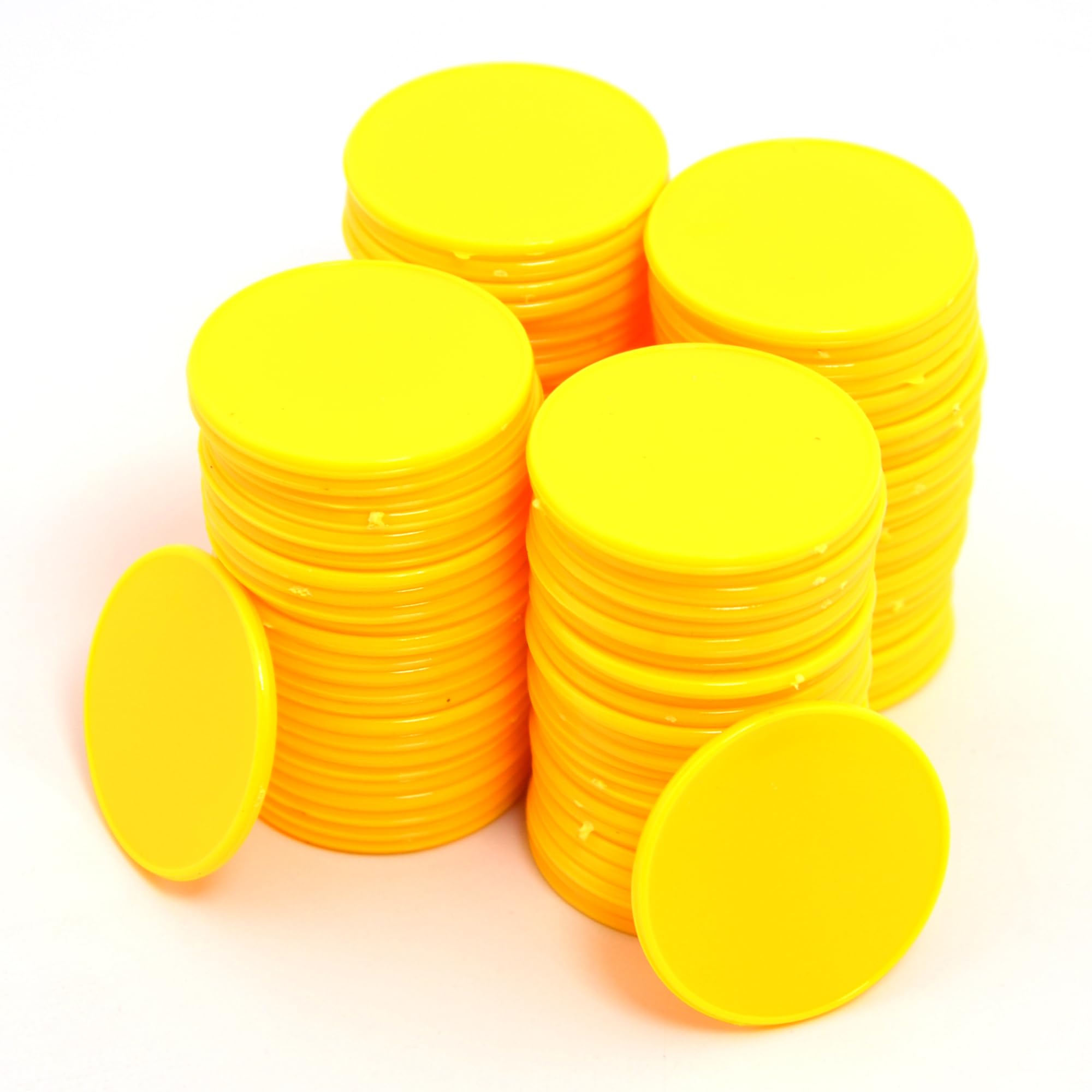 Smartdealspro 32mm Opaque Plastic Learning Counters Mini Poker Chips Games Tokens with Storage Box (Flat, 100pcs, Yellow)