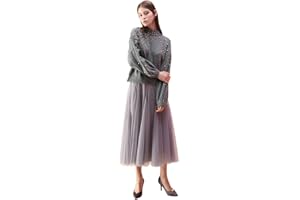 CHICWISH Women's Lilac/Cream/Grey/Pink/Black Layered Mesh Ballet Prom Party Tulle Tutu A-Line Maxi Skirt