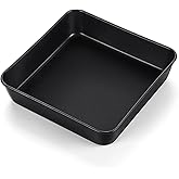 TeamFar Square Baking Pan, 8 inch Coated Square Cake Brownie Lasagna Pan with Stainless Steel Core & Non Stick Coating, for Baking Roasting Serving, Non-Toxic & Oven Safe, One Piece Design & Deep Wall