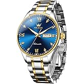 OLEVS Automatic Watches for Men Self Winding Mechanical Wristwatch Luxury Business Dress Stainless Steel Luminous Waterproof Calendar Mens Watch