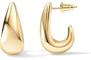 PAVOI 14K Gold Plated 925 Sterling Silver Post Statement Huggie Earrings | Gold Dome Hoop Earrings for Women