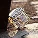 SHINY.U 14K Gold Plated Fully Iced out CZ Lab Simulated Diamond Drop Square Punky Ring for Men Hip Hop