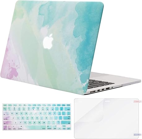 Amazon Com Mosiso Compatible With Macbook Pro 13 Inch Case 15 14 13 End 12 A1502 A1425 Protective Plastic Pattern Hard Shell Case Keyboard Cover Skin Screen Protector Rainbow Mist Computers Accessories