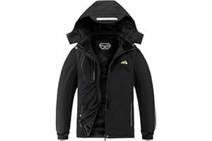 LONTHANLY Kid's Ski Jacket Winter Waterproof Coat girls boys Fleece Snowboarding Jackets with Detachable Hood