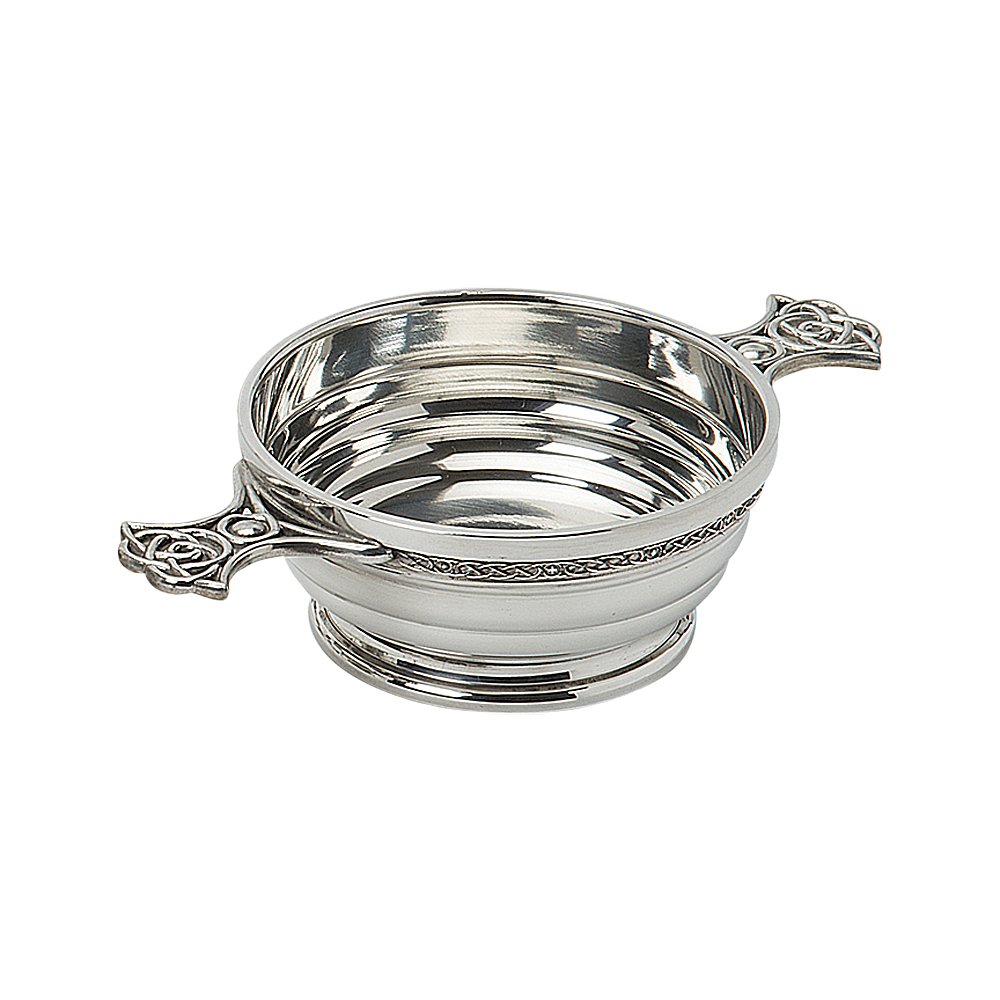 Edwin Blyde 15441 & Co Quaich Ribbed Body for Unique Look with Ornate Wire and Celtic Handles, 4 inch, Pewter 18 x 12 x 6 cm