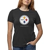 Team Fan Apparel Women's NFL Ultimate Fan Logo Short Sleeve T-Shirt - 100% Cotton - Officially Licensed - Tagless Tee (Pittsburgh Steelers - Black, X-Large)