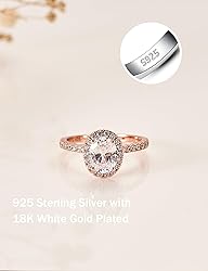 Oivley 1.5CT Oval Halo Engagement Rings for