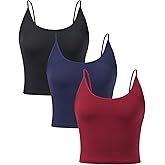 DAVID ARCHY Bamboo Rayon Cropped Tank Top Adjustable Spaghetti Strap Cami Cooling Base Layer for Sleep & Loungewear