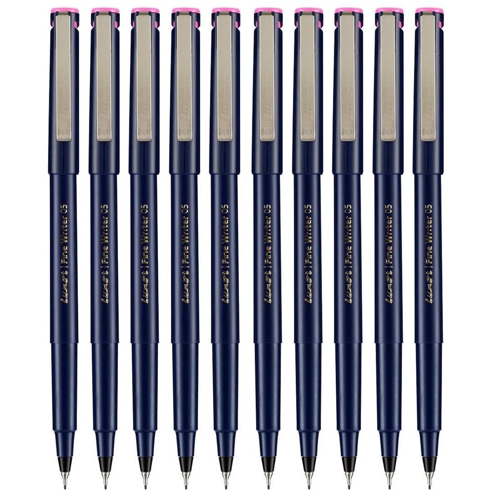 Write05 Fineliner Pens, PINK, 0.5mm Ultra Fine Tip, Pack of 10, Precise Writing, Write Sign Draw Colour Pens, School Office Home Use, iZOFAX