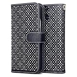 HTC One M8 Case, Terrapin [Black] [Etched Floral Pattern] Textured PU Leather Wallet Case with Card Slots ID Window Cash Compartment and Detachable Wrist Strap Case for HTC One M8 - Black