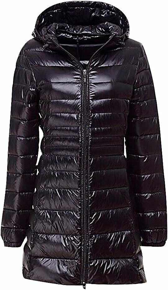 BLady Women's Candy Color Quilted Zip Up Waisted Lightweight Hooded Long Parka