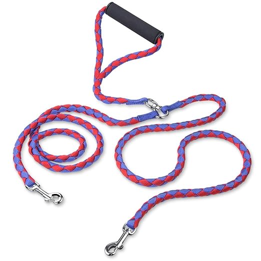 PETBABA Double Dog Lead, 1.4m No Tangle Dual Rope Splitter, Heavy Duty