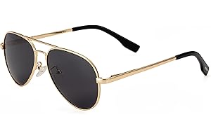 Onrtry Small Polarized Aviator Sunglasses for Boys Girls Classic Metal Frame Mirrored Lens Sun Glasses - 52MM