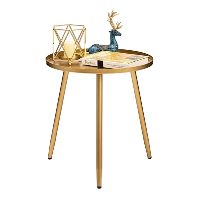 Buy Hollyhome Accent Small Round End Table Modern Metal Waterproof Outdoor Indoor Side Table For Small Spaces Contemporary Nightstand Sofa Coffee Table H 19 69 X D 18 11 Gold Online In Indonesia B08d6l45x2