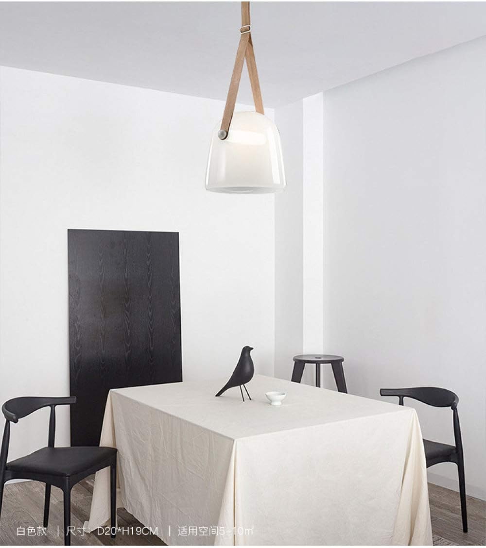 WOshiDD Chandeliers,Modern Creative Leather White Glass Chandelier Art Chandeliers Ceiling Lamp Industrial Pendant Lighting For Kitchen Dining Room Living Room