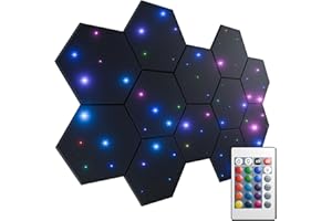 WOLF ENERGY Wolf-Energy 12 Pack Self-adhesive Sound Proof Foam Panels for Walls 12" X 10" X 0.4" - Acoustic Panels with Fiber Optic Starlight, Stylish Soundproof Wall Panels, Absorb Noise and Wall Decorations
