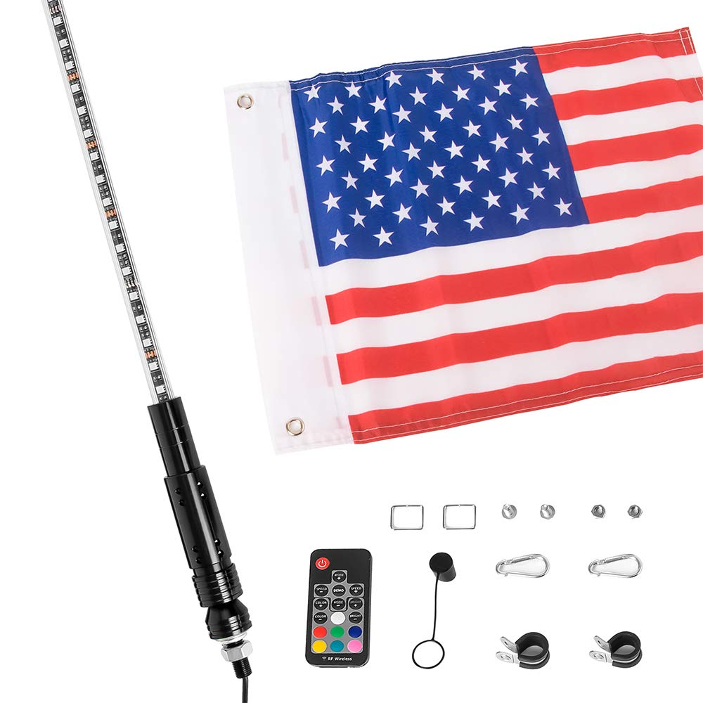 21 Modes GTP 4ft LED Whip Lights Waterproof Lighted Whips Antenna Flag