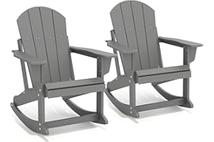 GREENVINES Adirondack Rocking Chairs Set of 2 | HDPE Plastic | Porch Rocker | Chair for Outdoor Patio Deck | All Weather | Grey