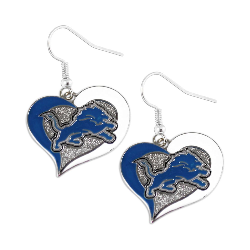 aminco NFL Womens NFL Sports Team Logo 3 4 Swirl Heart Dangle Earring Set