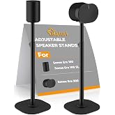 Haturi Adjustable Speaker Stands for Sonos Era 100, 100 SL &amp; Era 300, Pair | 22"&ndash;42" height range, heavy-duty metal construction, cable management and non-slip bases for stable floor placement