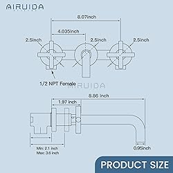 Airuida Solid Brass Widespread Wall Mount Bathroom