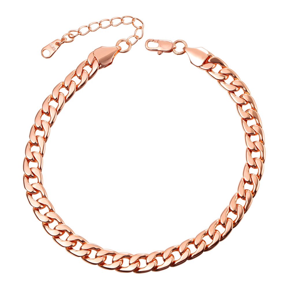 U7 Rose Gold Plated Anklet for Women Foot Chain Anklets Jewellery Girls Ankle Bracelet