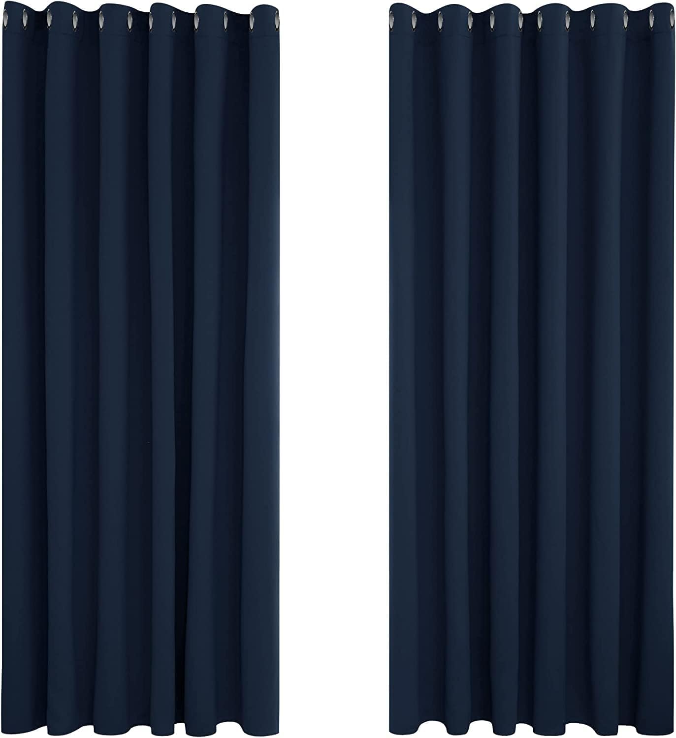 Deconovo Super Soft Solid Eyelet Thermal Insulated Blackout Curtains for Bedroom, 90" Width x72 Drop, 1 Pair, Navy Blue