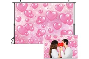 Dudaacvt 7x5ft Valentine's Day Backdrop Rustic Wood Red Love Heart Background for Mother's Day Wedding Bridal Shower Party Decor Banner Portrait Photo Studio Booth Props D688