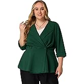 Agnes Orinda Women's Plus Size Casual Work Office Blazers Notched Lapel Button Peplum Blazer
