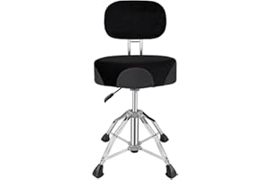 TENTOTEN Drum Throne with Backrest, 4.7in Comfortable Memory Foam Drum Chair with Strong 4 Legs, Hydraulic Drum Throne with S