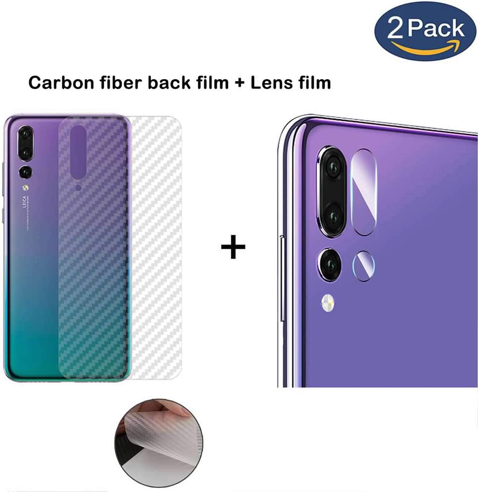 superior ZRL® 2.5D [2Pcs Rear Tempered Glass Camera Lens Protector Film+2Pcs Carbon fiber back film] For Huawei P20/P20 Pro/P20 Lite/Mate 20 X 5G /P30/P30 Pro/P30 Lite/Mate 30 5G/Mate 30 Pro 5G